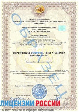 Образец сертификата соответствия аудитора №ST.RU.EXP.00006191-1 Иваново Сертификат ISO 50001
