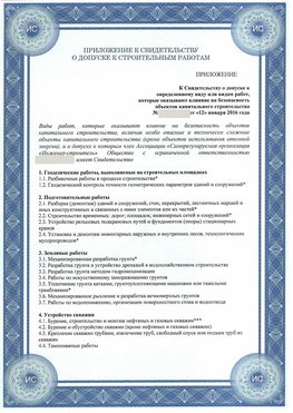 Приложение к свидетельству о допуске к строительным работам Иваново СРО в строительстве